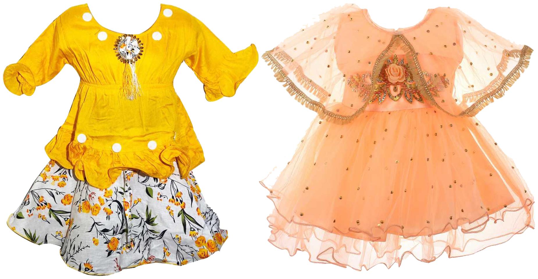 

CLOTHONICS Baby girl Cotton blend Embellished Princess frock - Multi