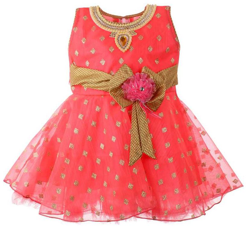 

CLOTHONICS Baby girl Cotton blend Self design Princess frock - Multi