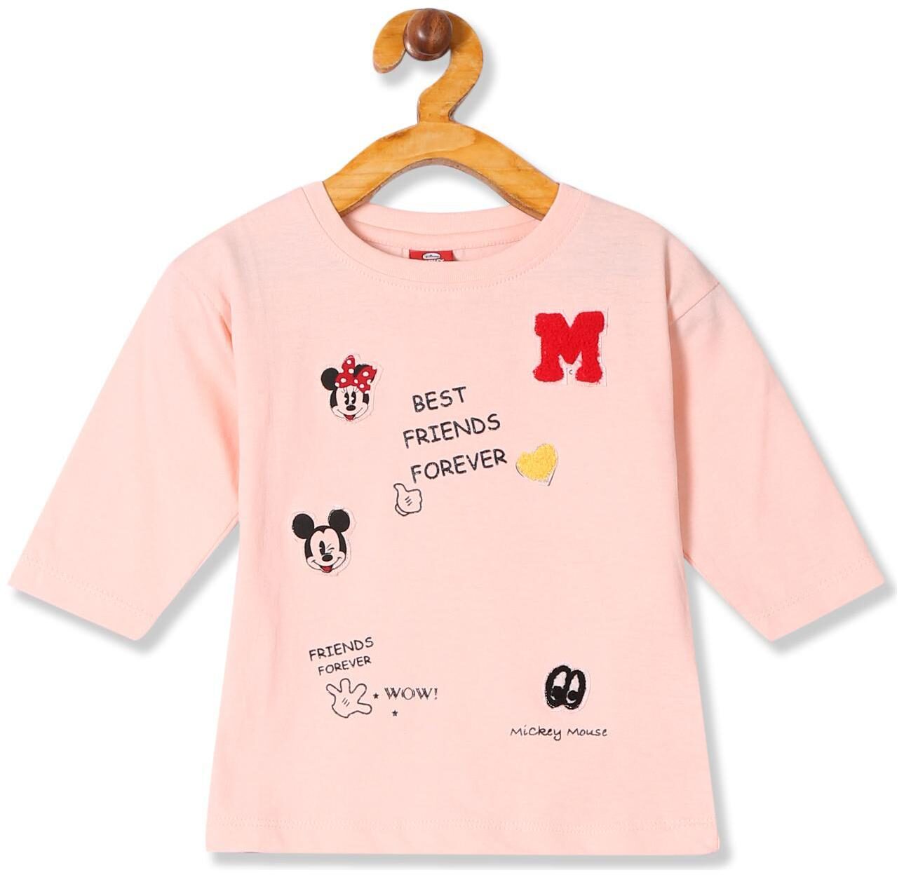 

Colt Girl Cotton Self design T shirt - Pink