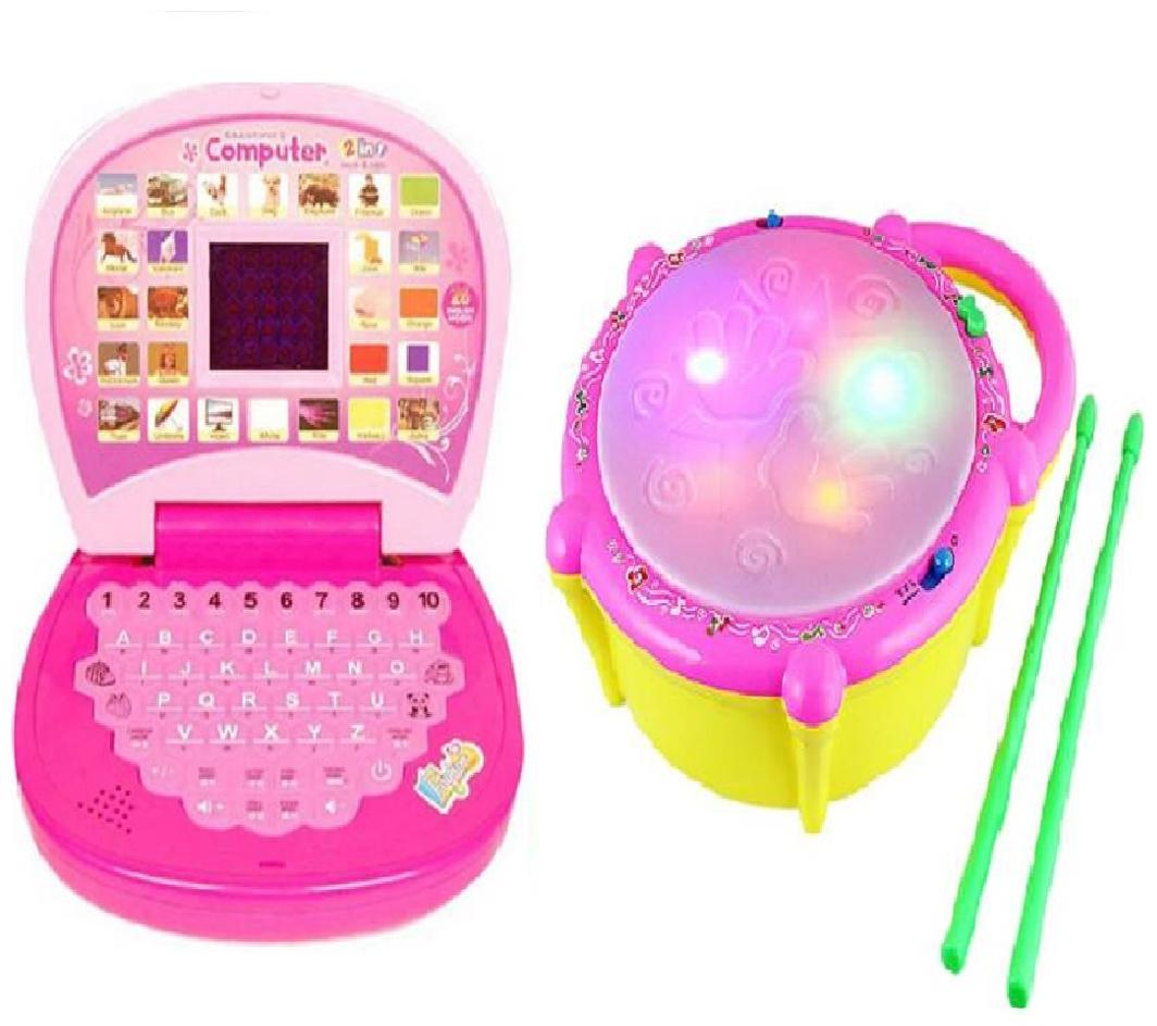 

Combo of English Mini screen Laptop with Musical Flash Drum for kids