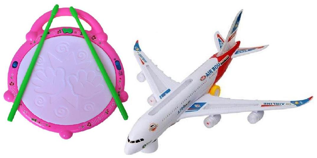 

Combo Of Flash Drum With Musical Plane For Kids