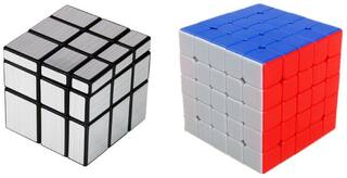 Combo of Silver Mirror Cube & 5x5 Cube Puzzle Game Toy