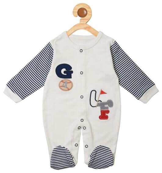 

Covetus Unisex Cotton Cartoon print Romper - White Blue