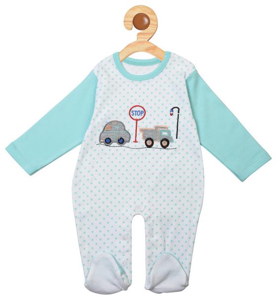 

Covetus Unisex Cotton Cartoon print Romper - Green White