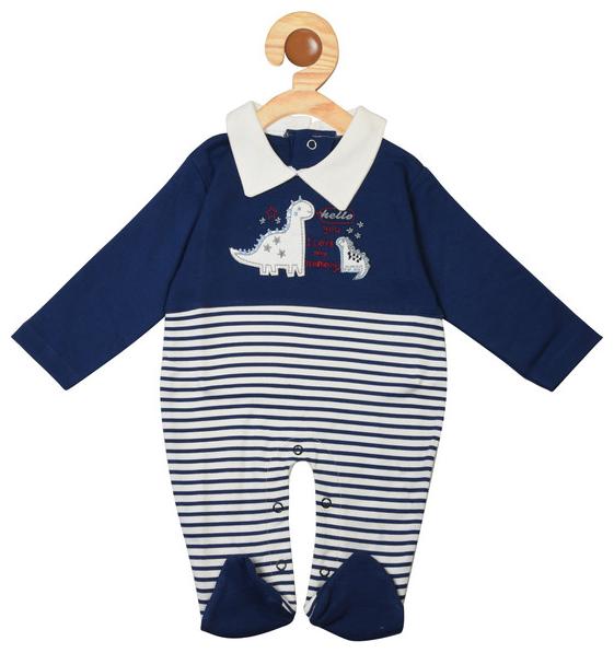 

Covetus Unisex Cotton Cartoon print Romper - Blue White