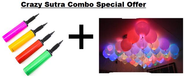 Crazy Sutra Party Decoration Supply Combo Special Offer: Crazy Sutra Pack Of 25 Premium Quality Led Balloons + Handy Air Balloon Pump