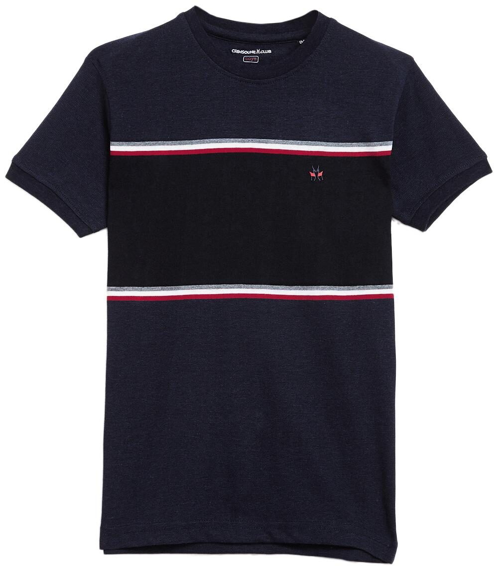 

Crimsoune Club Boy Poly cotton Striped T-shirt - Blue Black