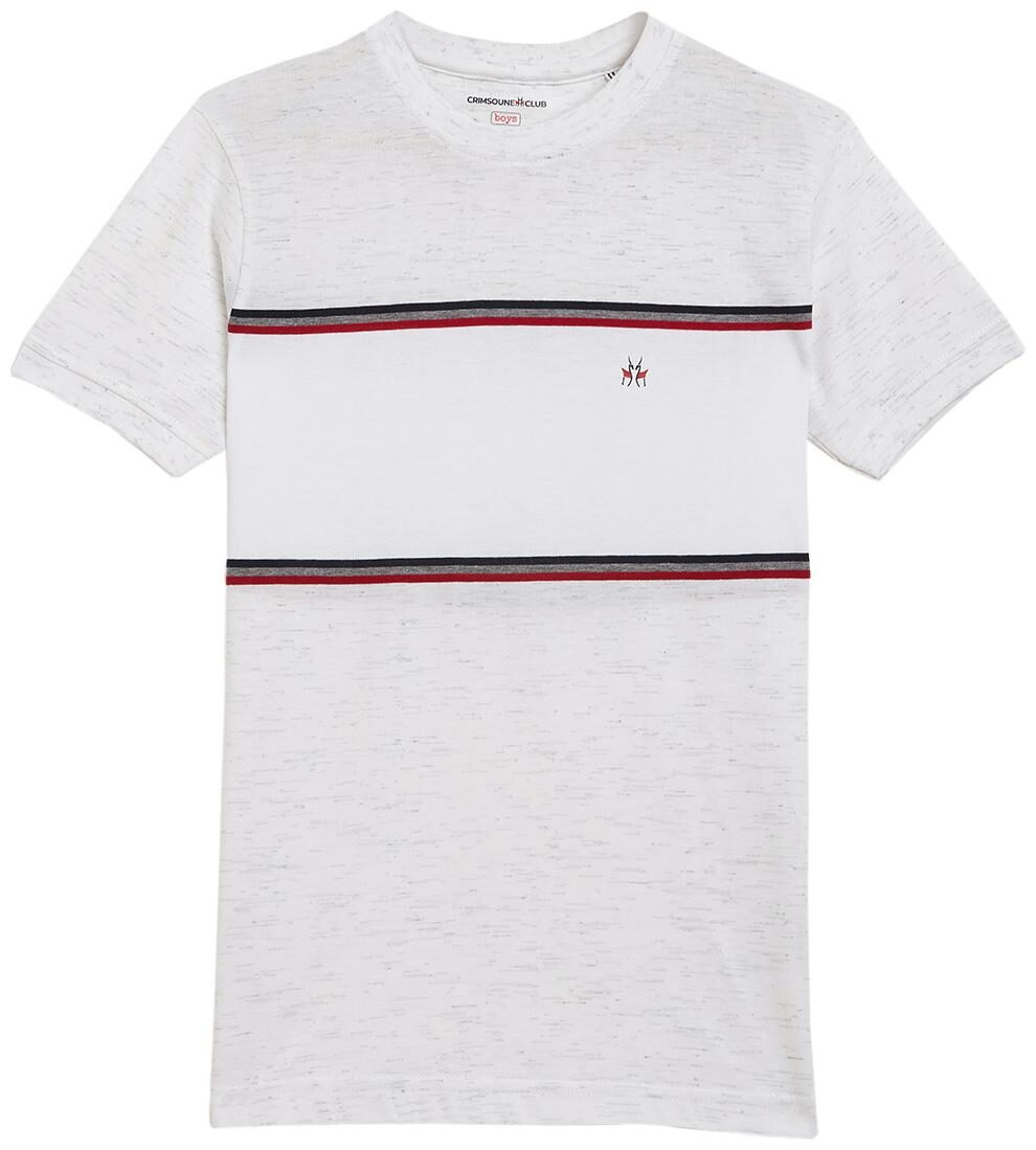 

Crimsoune Club Boy Poly cotton Striped T-shirt - White