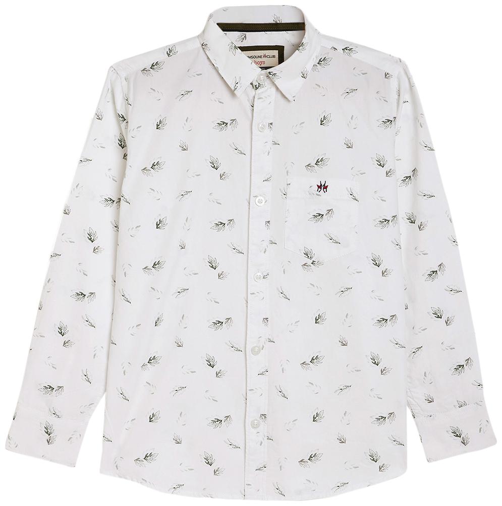 

Crimsoune Club Boy Cotton Printed Shirt White