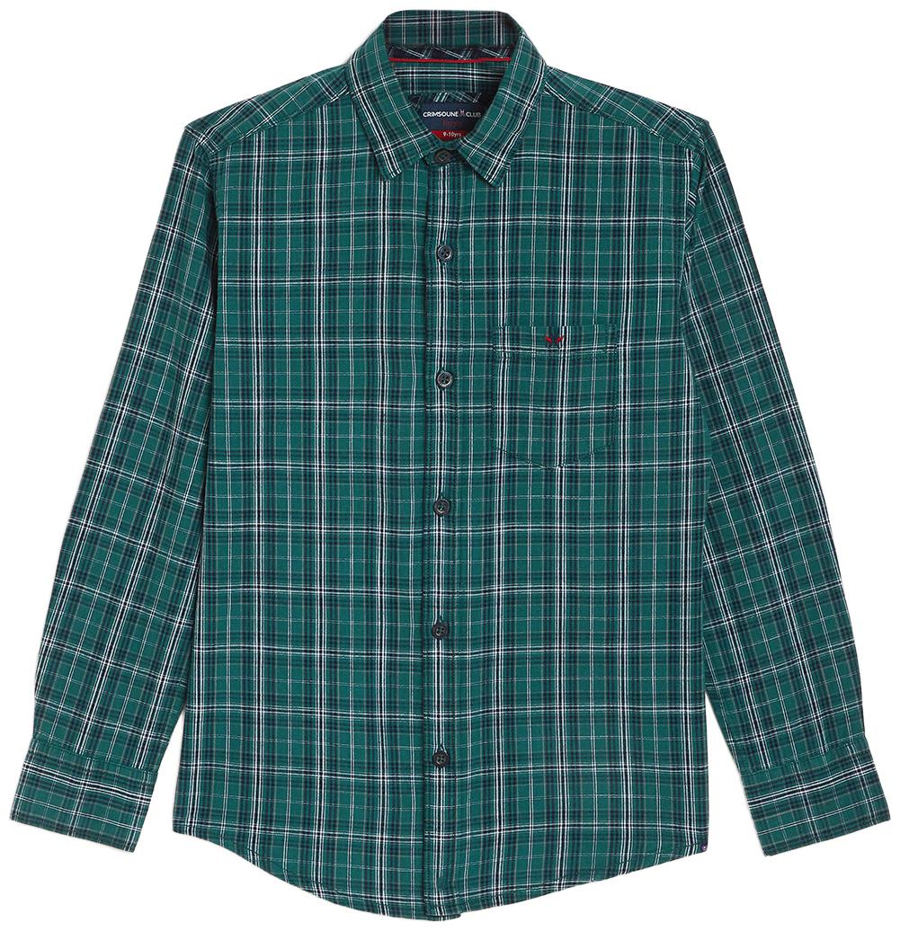 

Crimsoune Club Boy Cotton Checked Shirt Green
