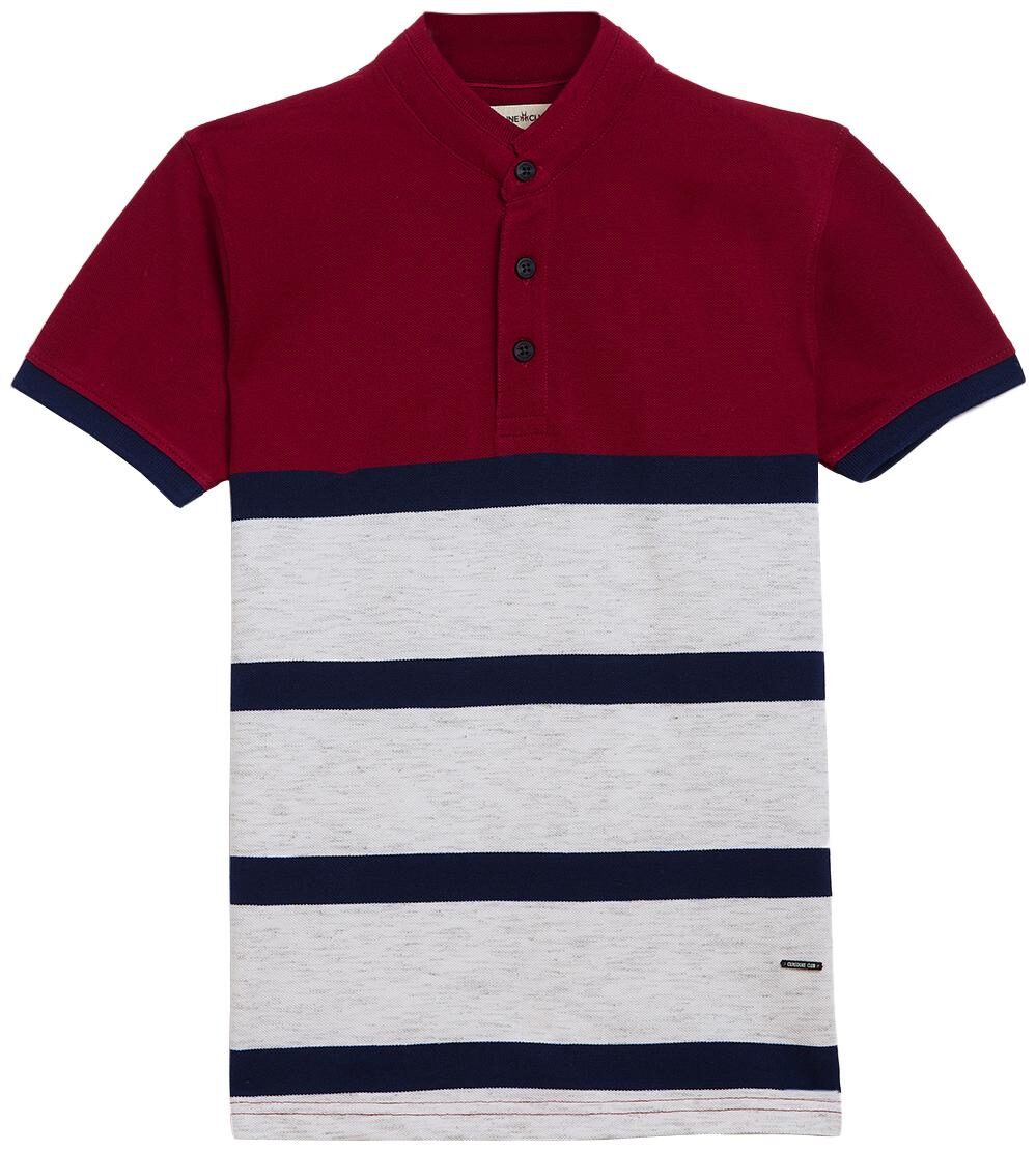 

Crimsoune Club Boy Poly cotton Striped T-shirt - Maroon White