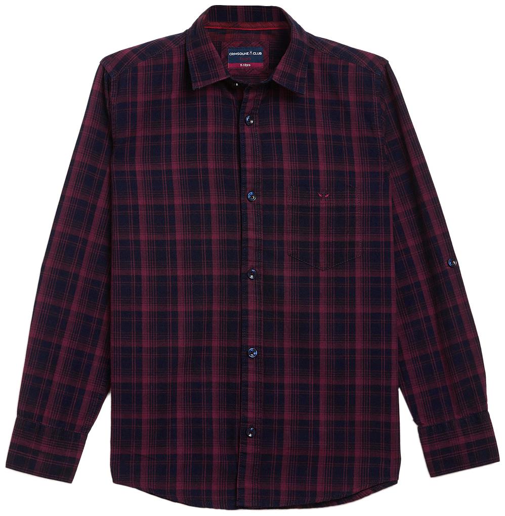 

Crimsoune Club Boy Cotton Checked Shirt Blue