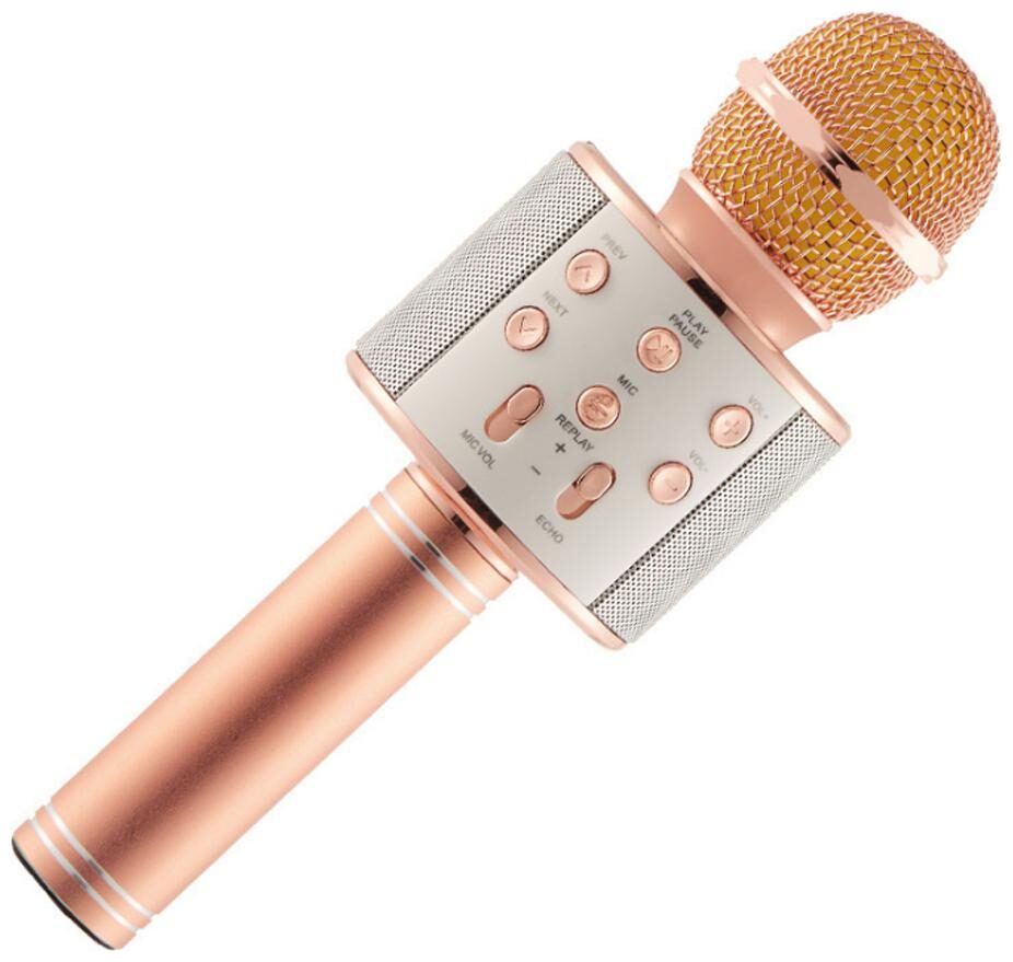 

Crystal Digital W858 Mic Wireless Bluetooth ORIGINAL Karaoke Singing Mic Speaker Handheld Player Microphone (Rose Gold)
