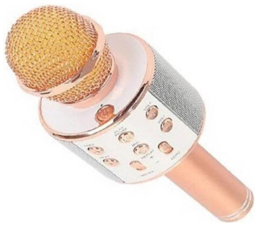 

CRYSTAL DIGITAL W858 Wireless Bluetooth Microphone Recording Condenser Stand With Bluetooth Speaker Audio Recording For All SmartPhone (ROSE GOLD)