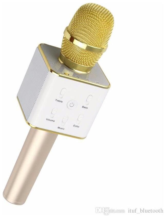 

Crystal Digital Microphone Wireless Portable Handheld Singing Machine Condenser Microphones Mic And Bluetooth Speaker Q7