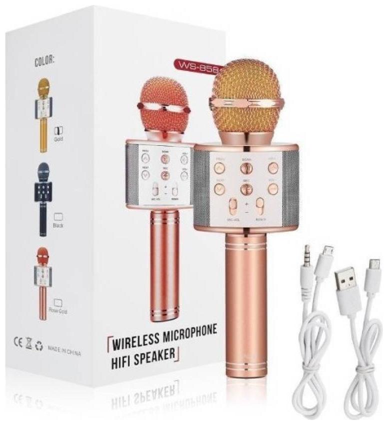 

CHG W858 smart phones compatiable Portable Wireless Karaoke Handheld Condenser Inbuilt Speaker (ROSE GOLD)