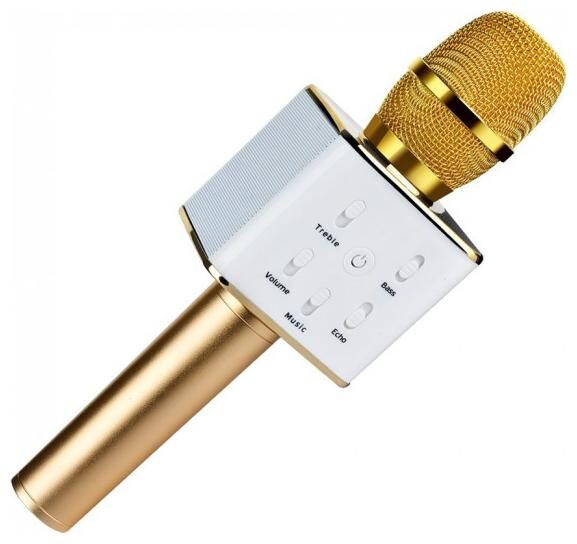 

CHG Q7 Mic Portable Wireless Karaoke With inbuilt speaeker for all smart phones (Gold)
