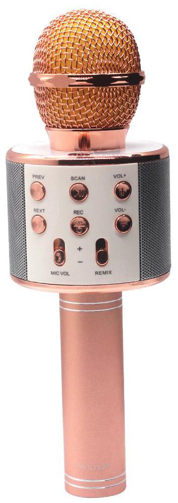 

CHG Wireless Karaoke Mic W858 Mic with Attach Bluetooth Speaker and Echo Function 2600 mAh Battery Aux and Usb Cables (Rose Gold)