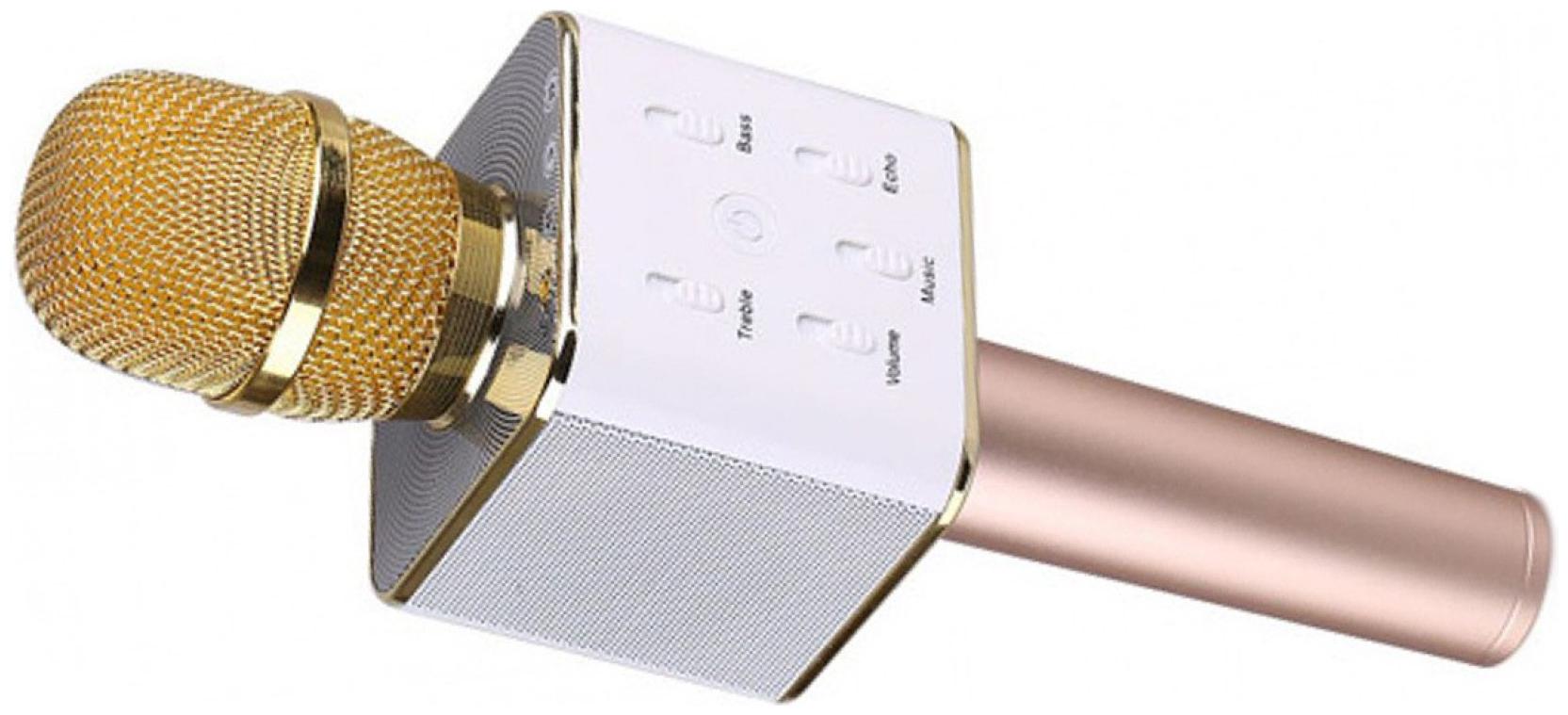 

CHG Q7 Wireless Bluetooth ORIGINAL Karaoke Singing Mic Speaker Handheld Player Microphone (Gold)
