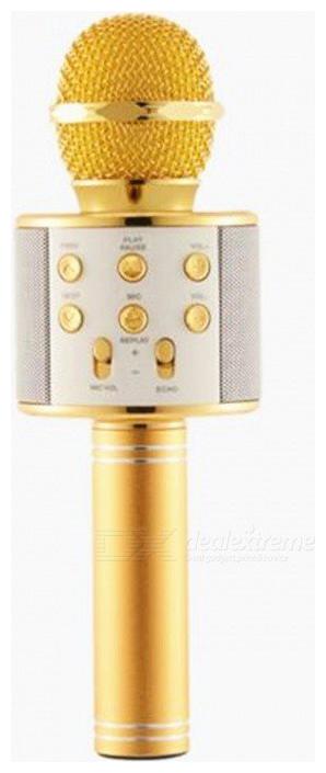 

CHG Bluetooth Microphone Karaoke with Built In Speaker Handheld Condenser Multi-functional Brobeat W858 Mic Portable (Gold)