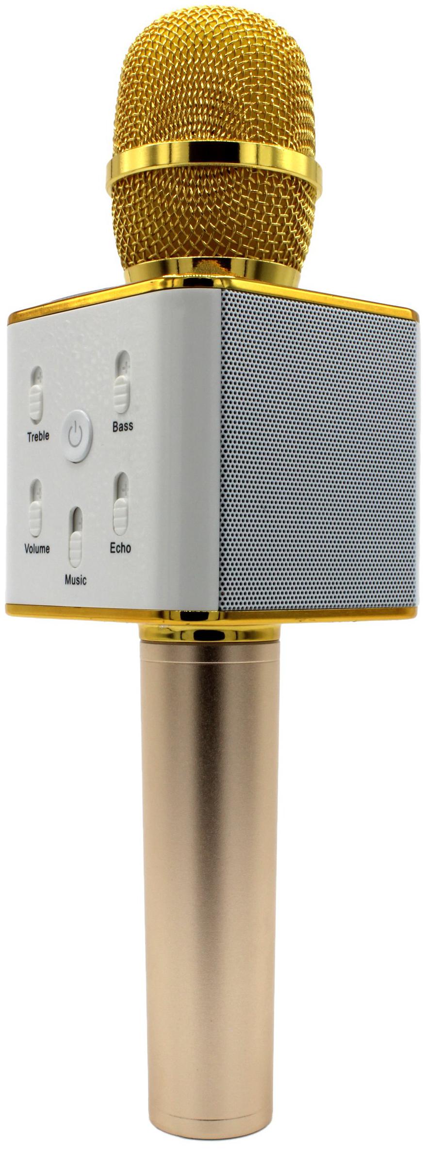 

CHG Q7 Wireless Mic Multi-Function Bluetooth Karaoke Microphone With Speaker For All Smart Phones (Gold)