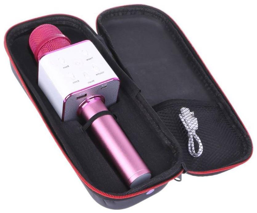 

CHG Q7 Handheld Bluetooth Wireless Microphone Mic With Speaker Audio Recording Compatible With Ios Android Smartphones (Pink)