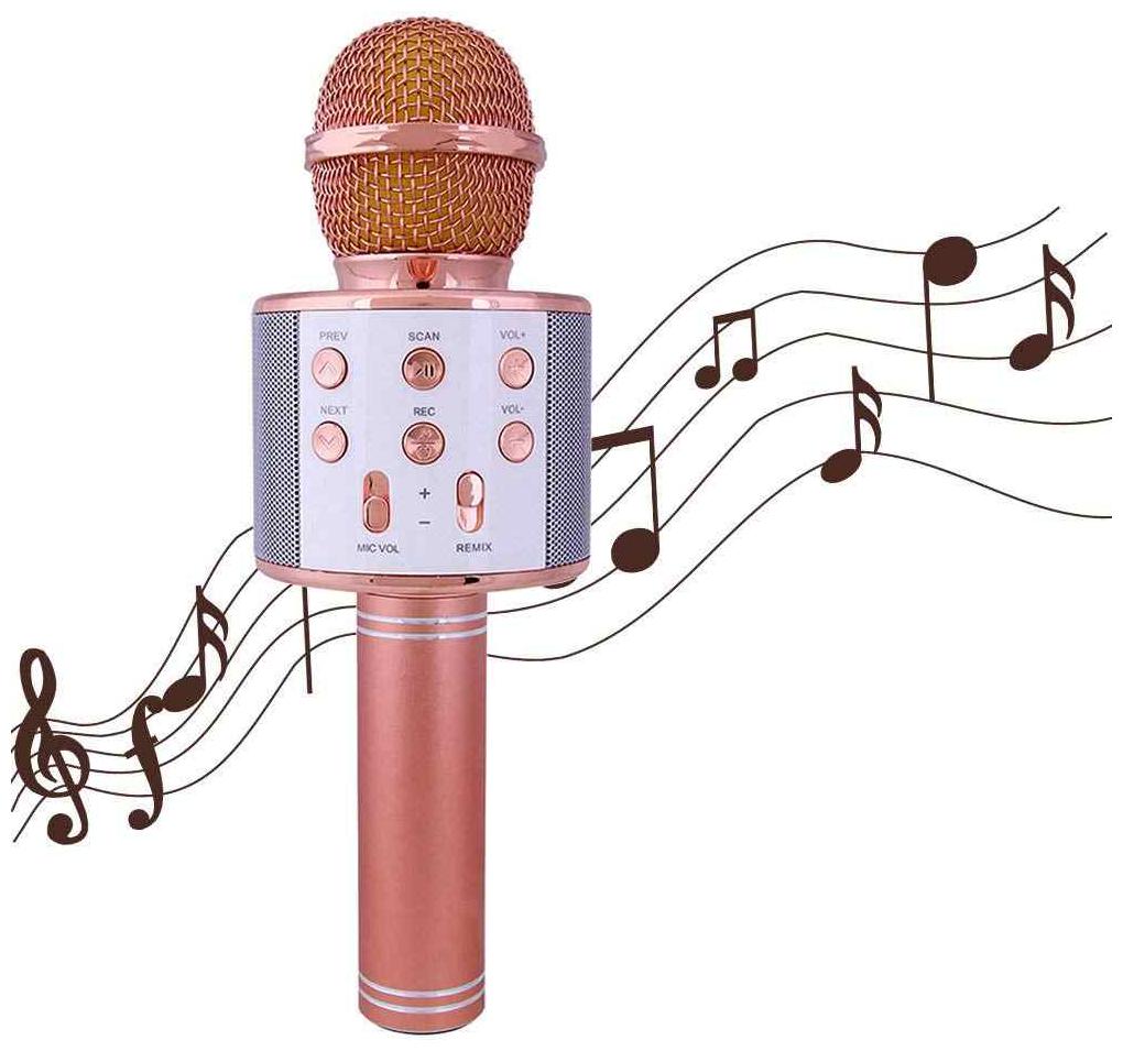 

CHG Bluetooth Microphone Karaoke with Built In Speaker Handheld Condenser Multi-functional Brobeat W858 Mic Portable (Rose Gold)