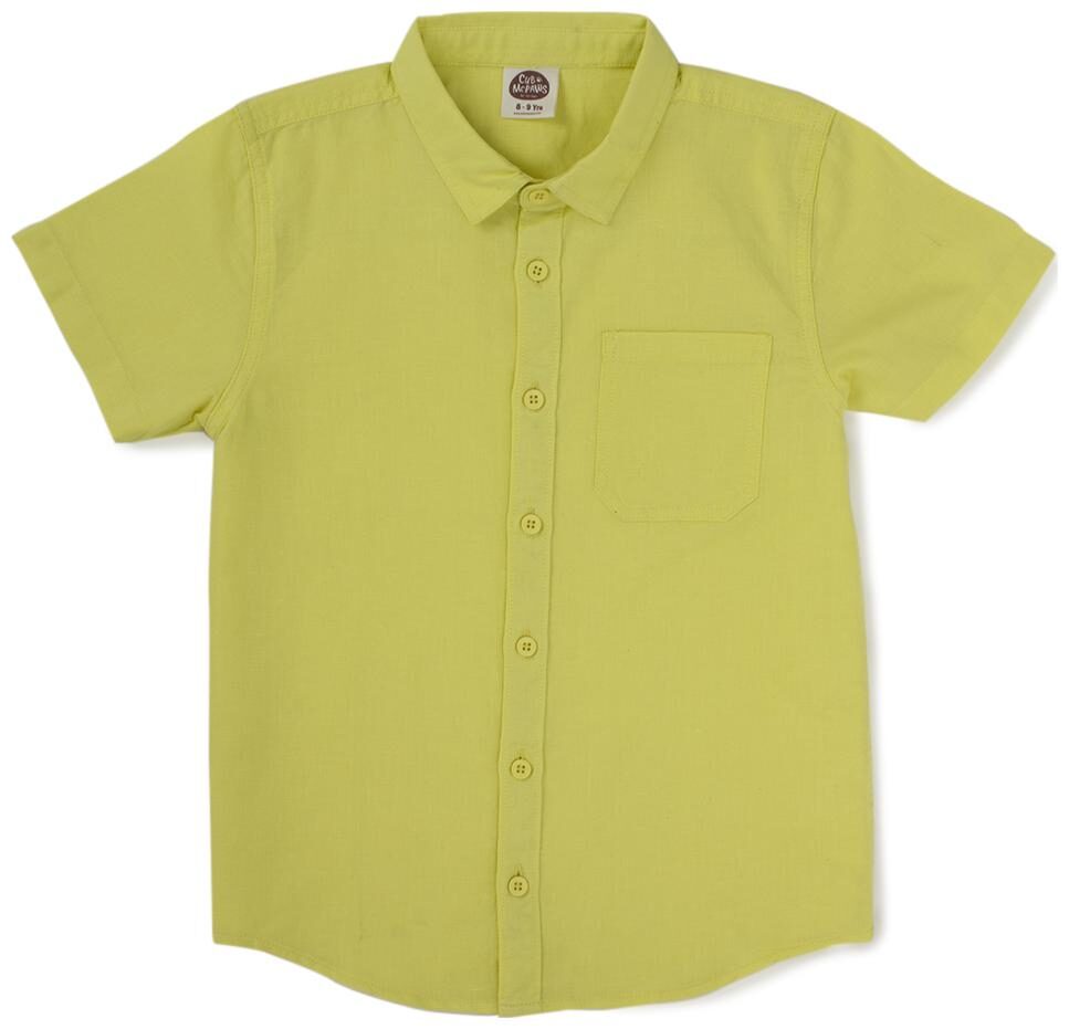 

CuB McPAWS Boy Linen Solid Shirt Yellow