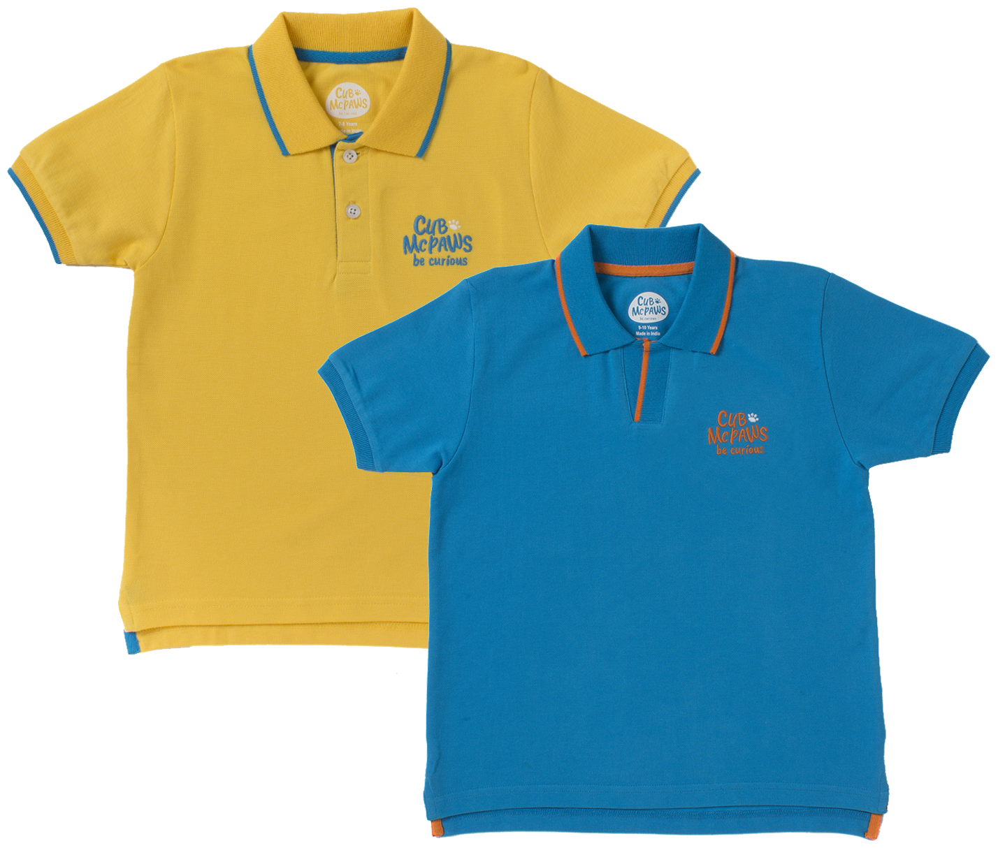 

CuB McPAWS Boy Cotton Solid T-shirt - Blue Yellow