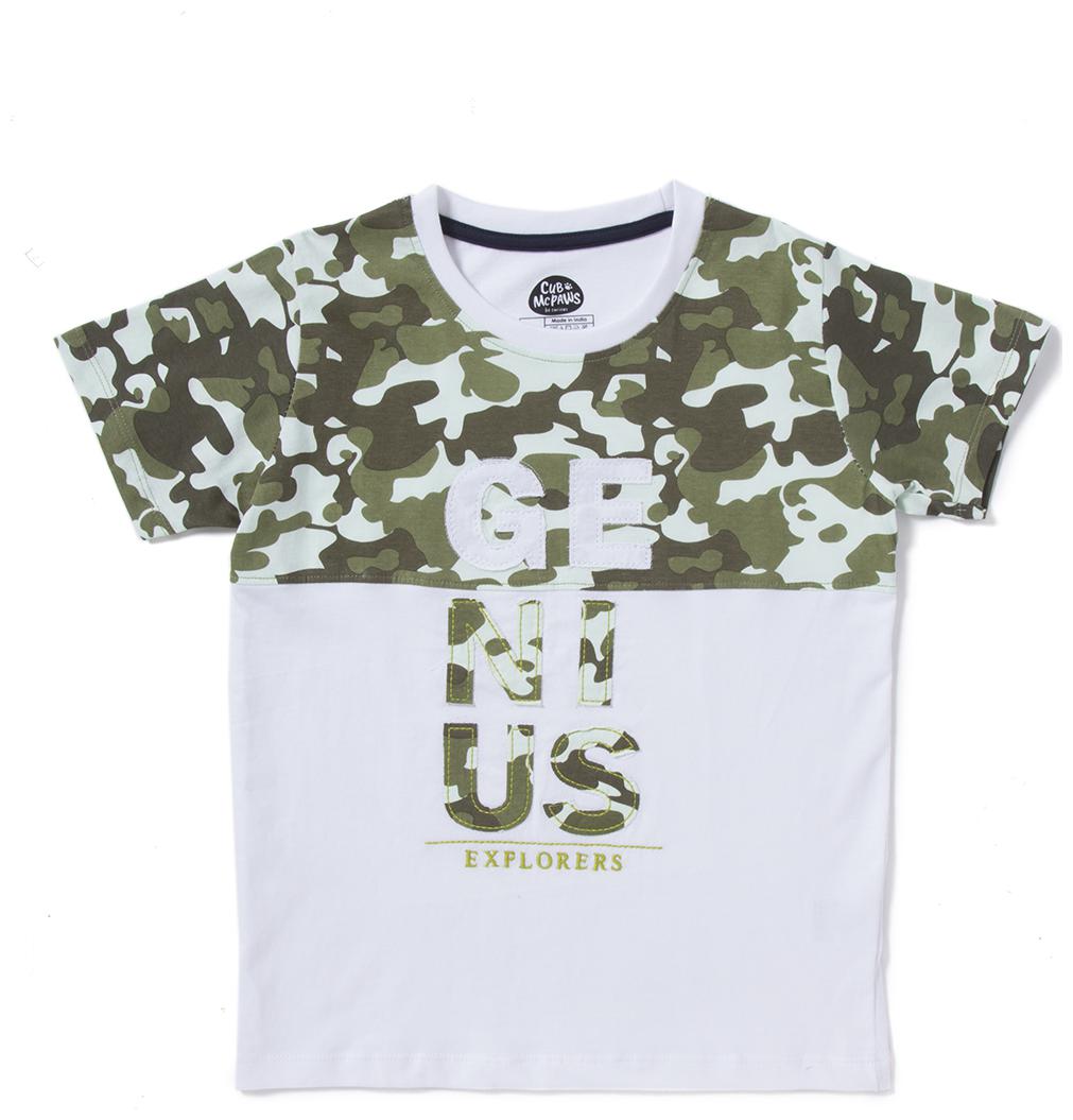 

CuB McPAWS Boy Cotton Printed T-shirt - White Green