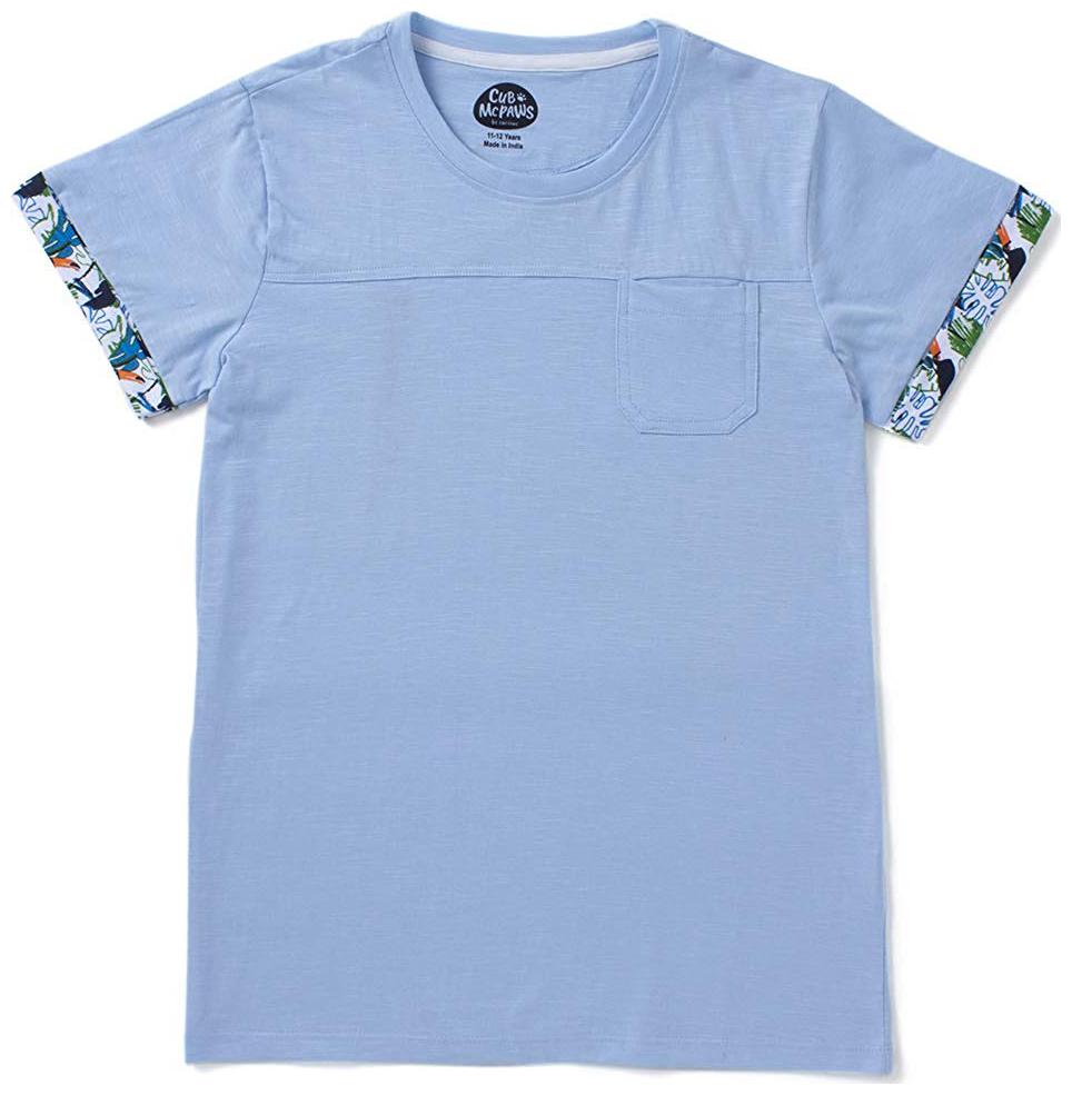 

CuB McPAWS Boy Cotton Solid T-shirt - Blue