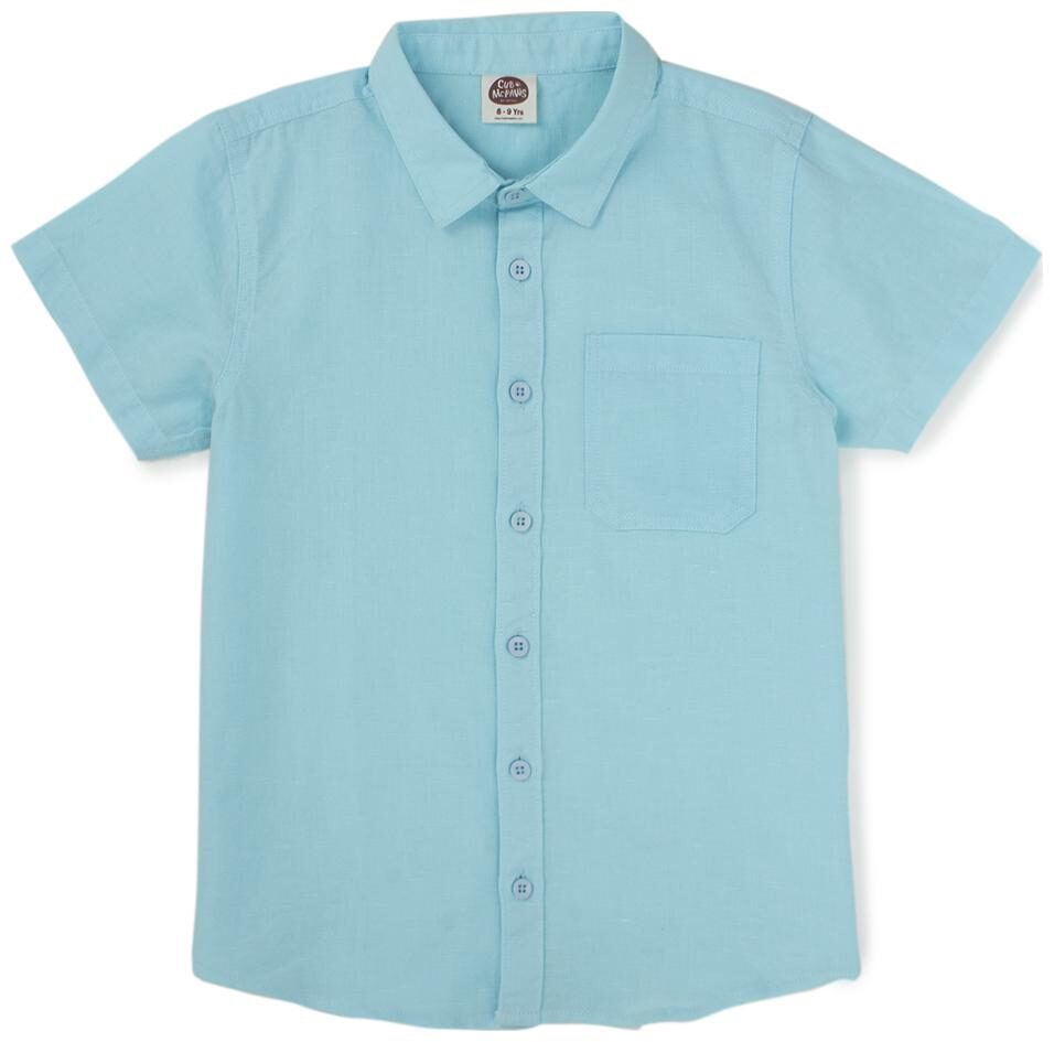 

CuB McPAWS Boy Linen Solid Shirt Blue