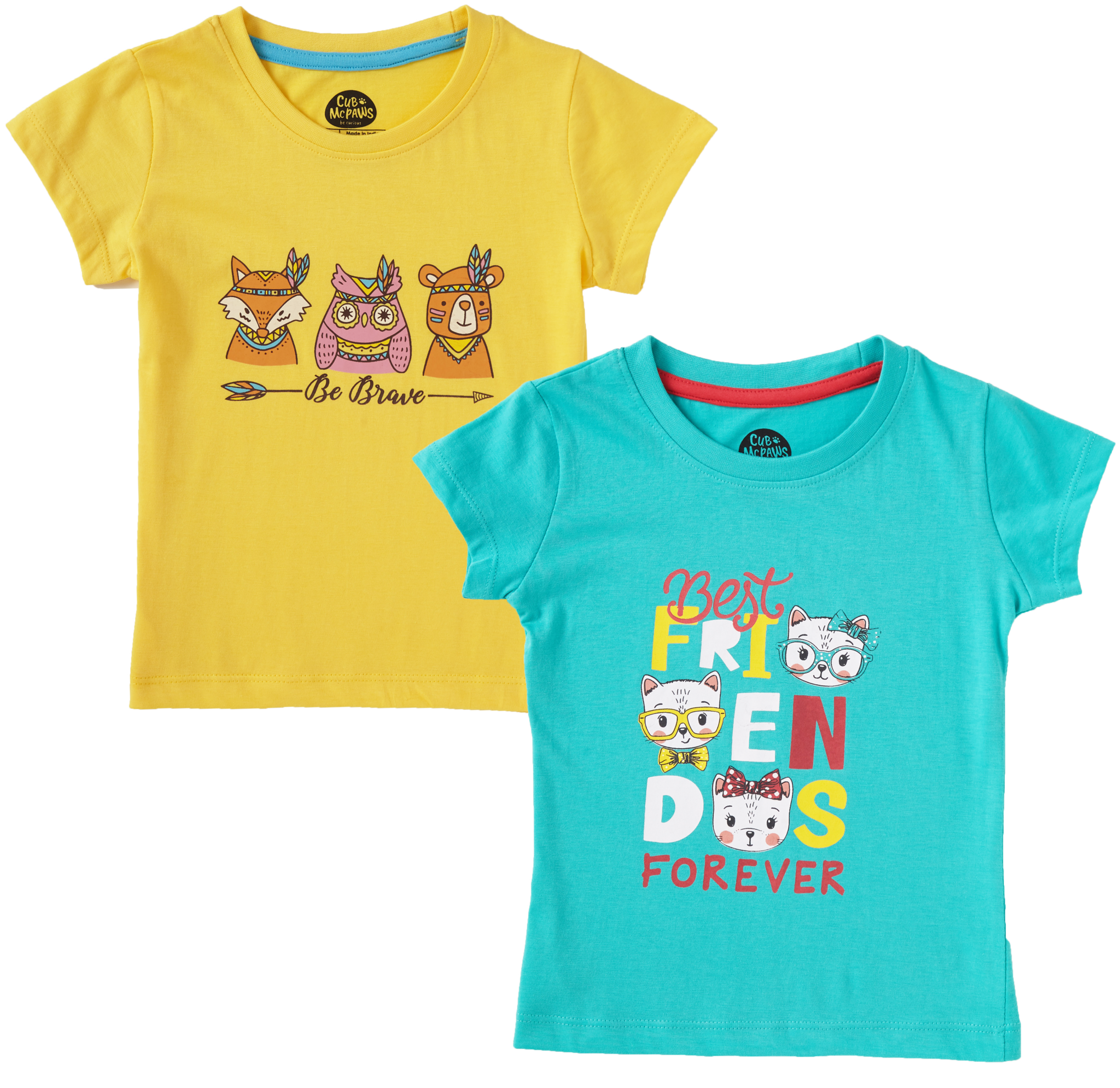 

CuB McPAWS Girl Cotton Printed T shirt - Blue Yellow