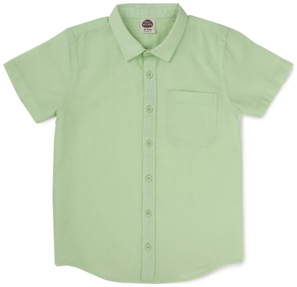 

CuB McPAWS Boy Linen Solid Shirt Green