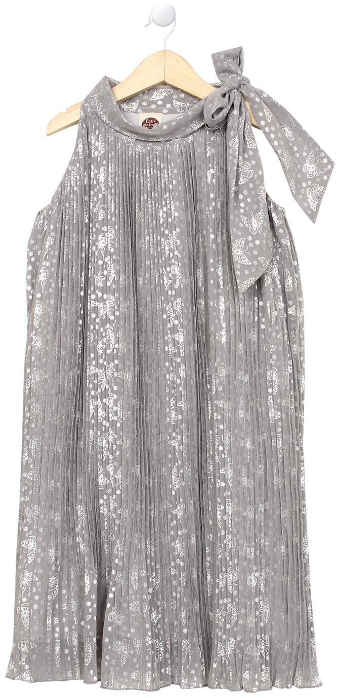 

CuB McPAWS Grey Georgette Sleeveless Knee Length Off Shoulder Frock ( Pack of 1 )