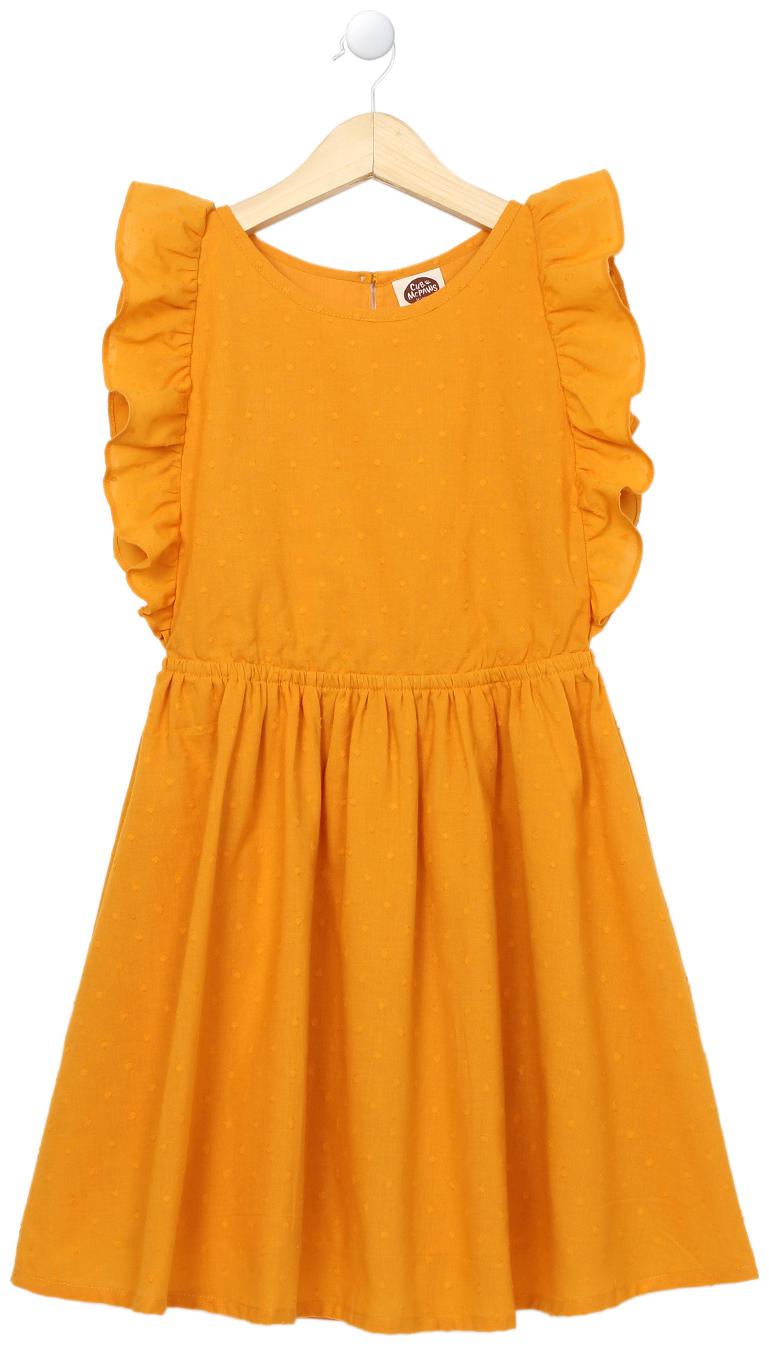 

CuB McPAWS Yellow Cotton Sleeveless Knee Length Princess Frock ( Pack of 1 )