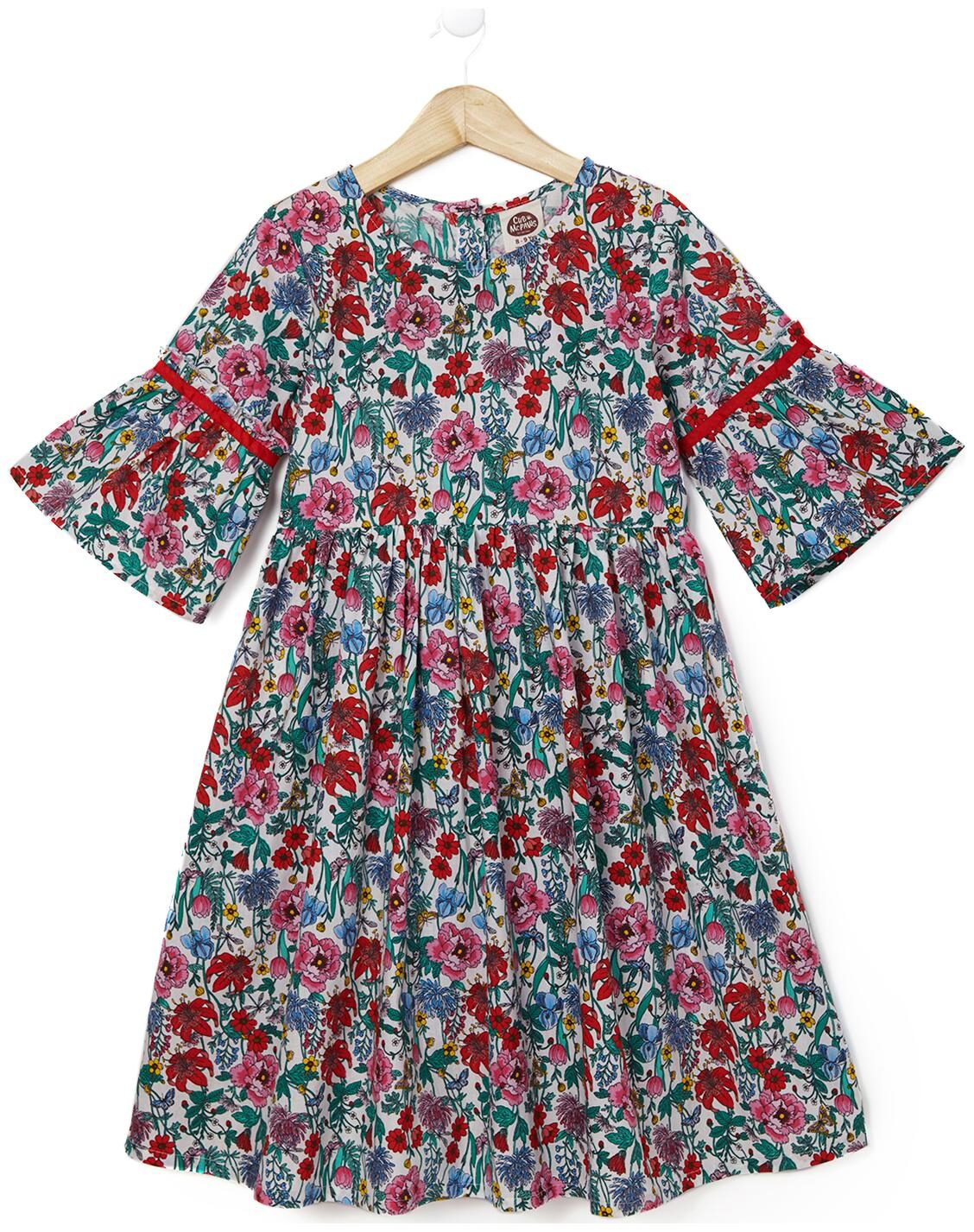 

CuB McPAWS Multi Cotton 3 4th Sleeves Knee Length Princess Frock ( Pack of 1 )