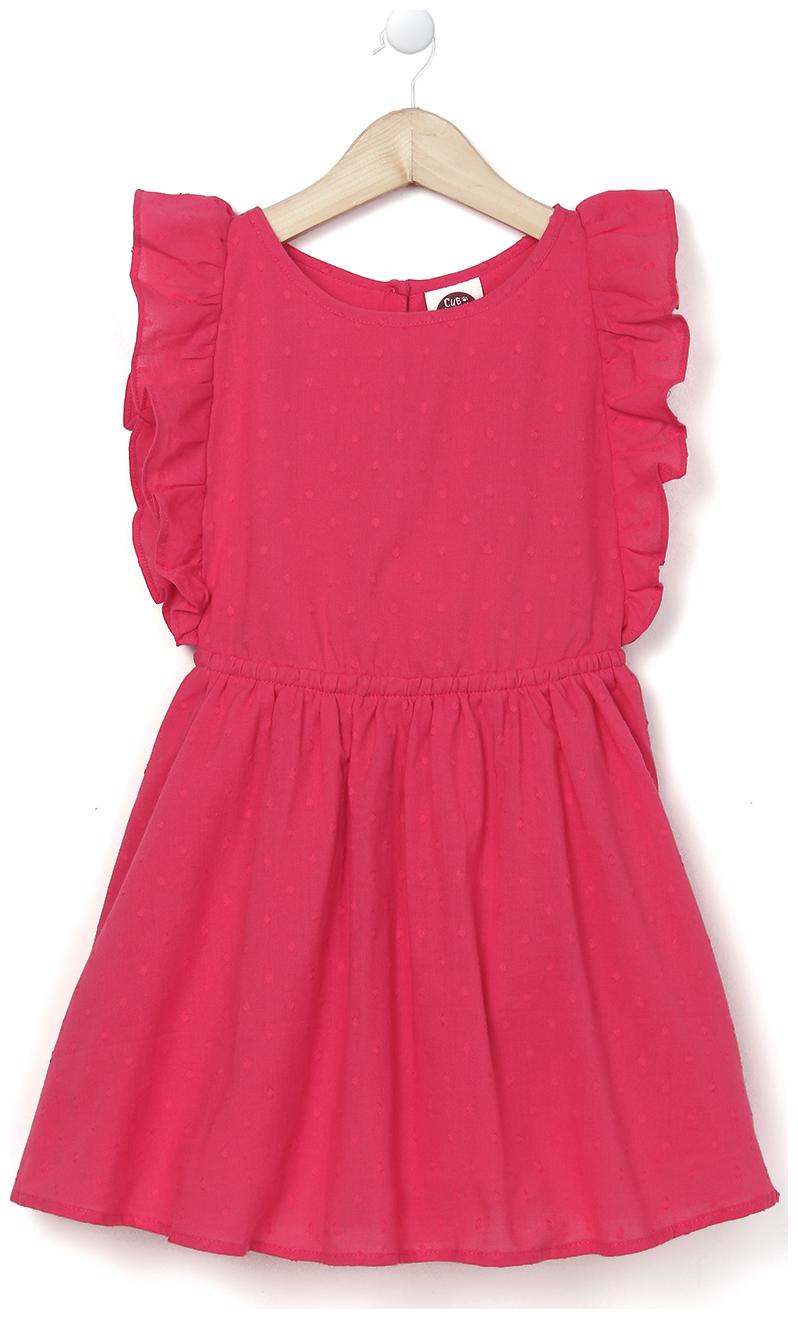 

CuB McPAWS Pink Cotton Sleeveless Knee Length Off Shoulder Frock ( Pack of 1 )