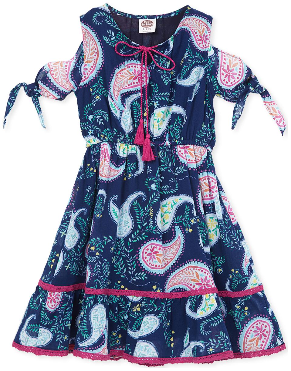 

CuB McPAWS Blue Cotton Short Sleeves Knee Length Princess Frock ( Pack of 1 )