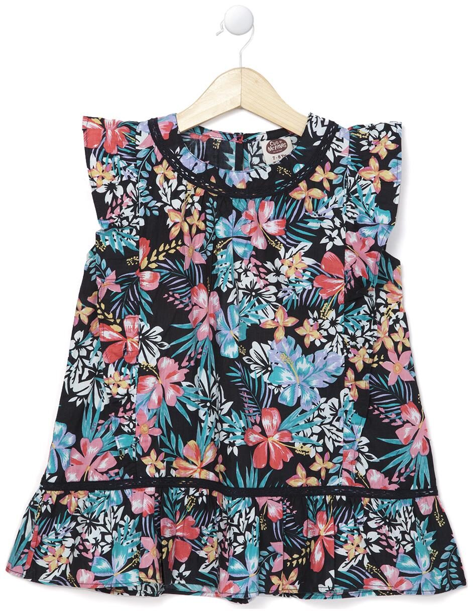 

CuB McPAWS Girl Cotton Floral Top - Brown