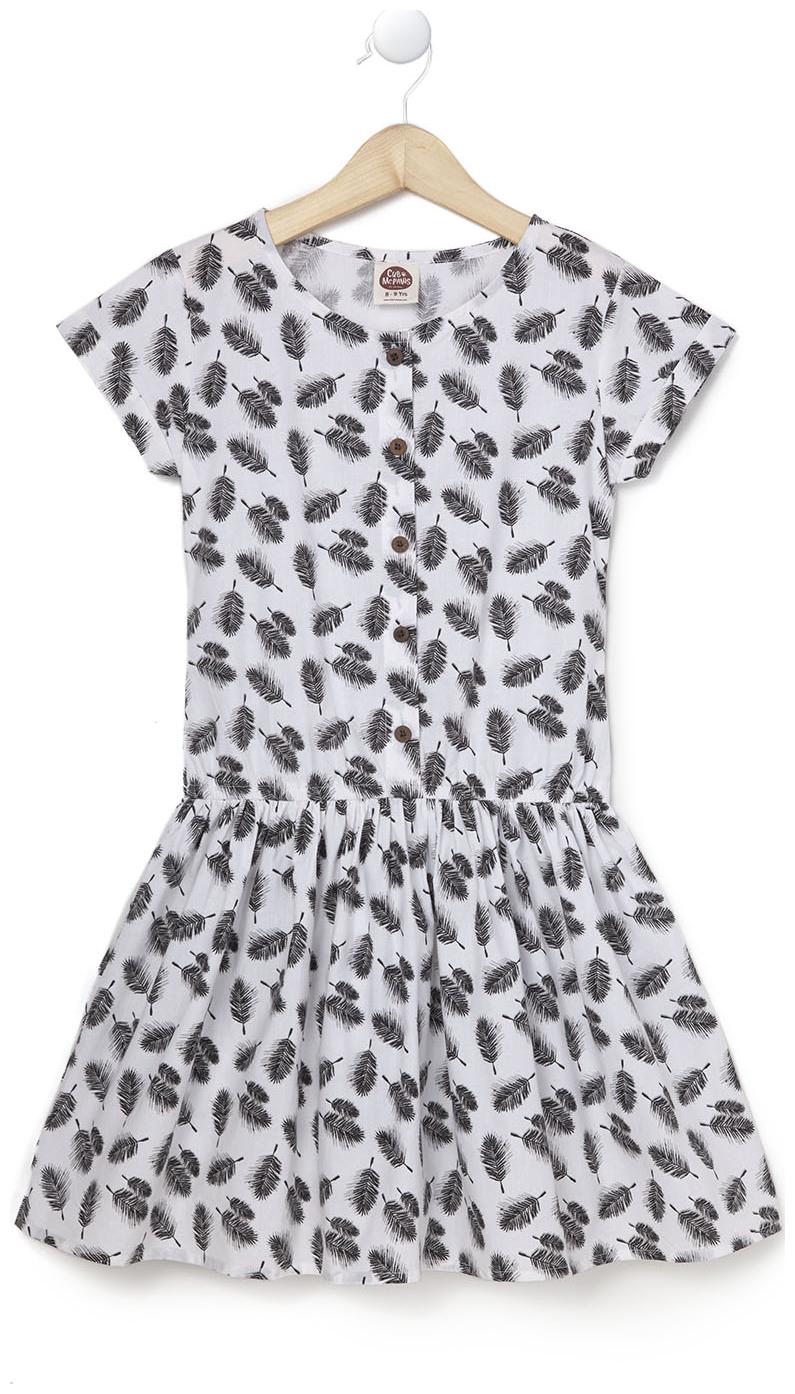 

Cub McPaws Girls Printed leaves Casual Frock with short sleeves