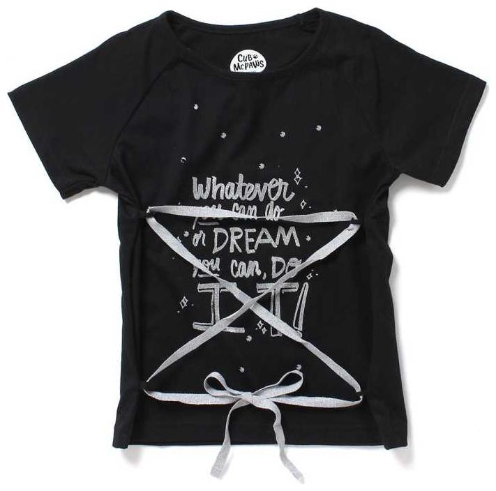 

CUB MCPAWS Girls Graphic Printed Black Tshirt