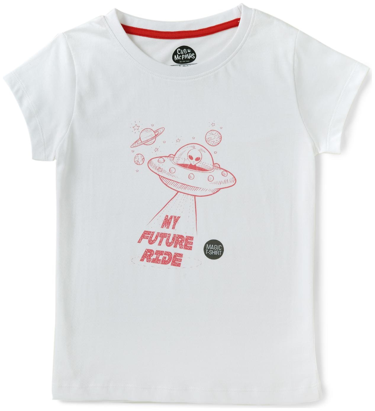 

CuB McPAWS Girl Cotton Printed T shirt - White