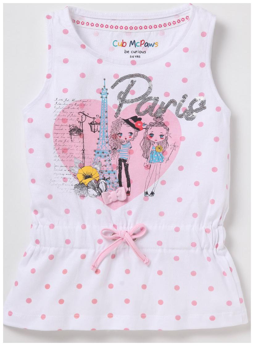 

CuB McPAWS Girl Cotton Printed Top - White