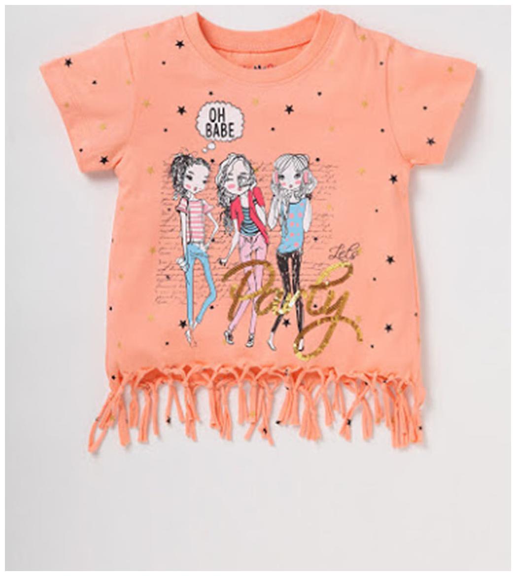 

CuB McPAWS Girl Cotton Printed Top - Orange