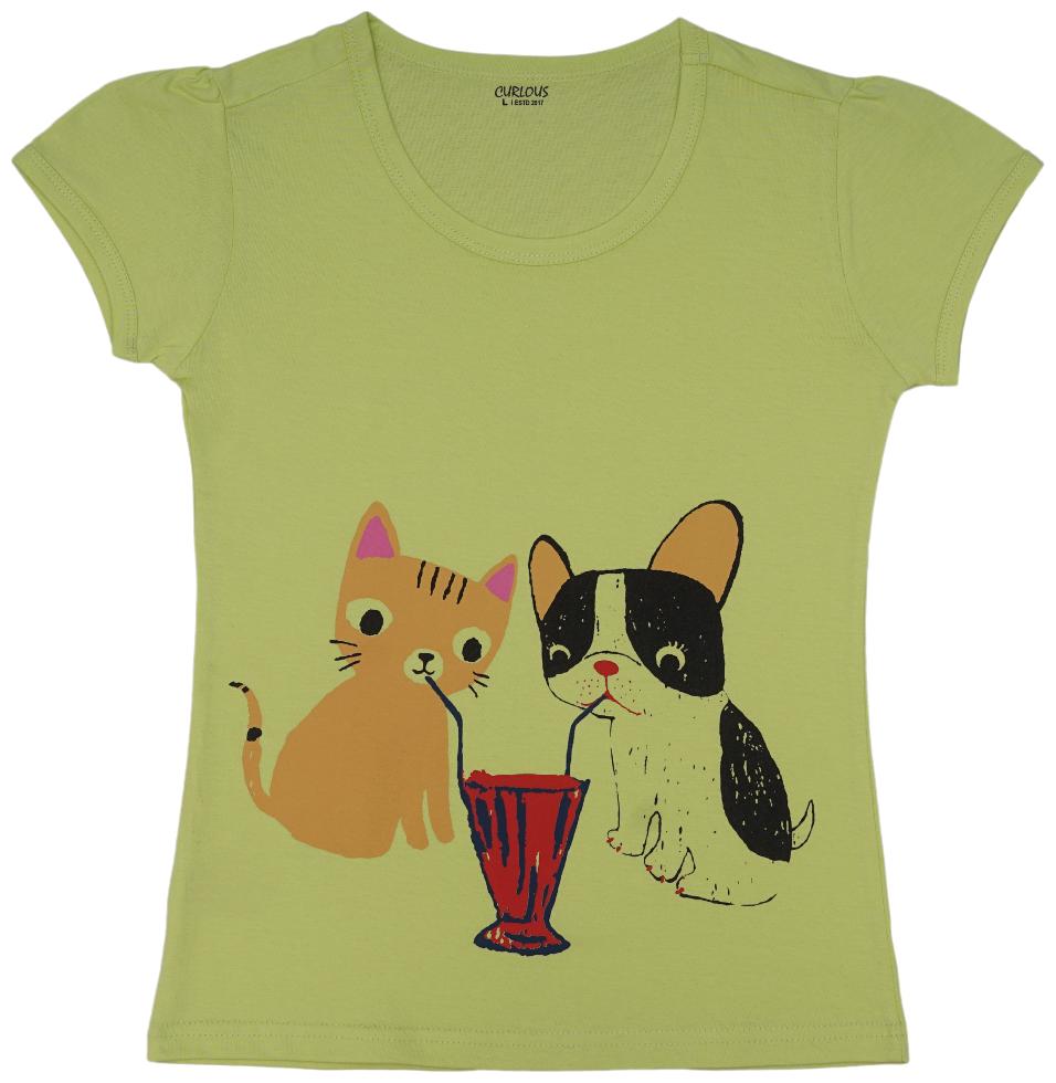 

curlous Girl Cotton Solid Top - Green