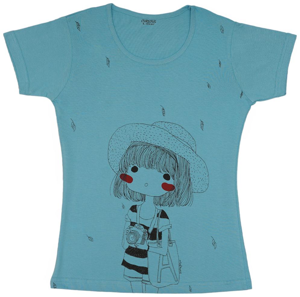 

curlous Girl Cotton Solid Top - Blue