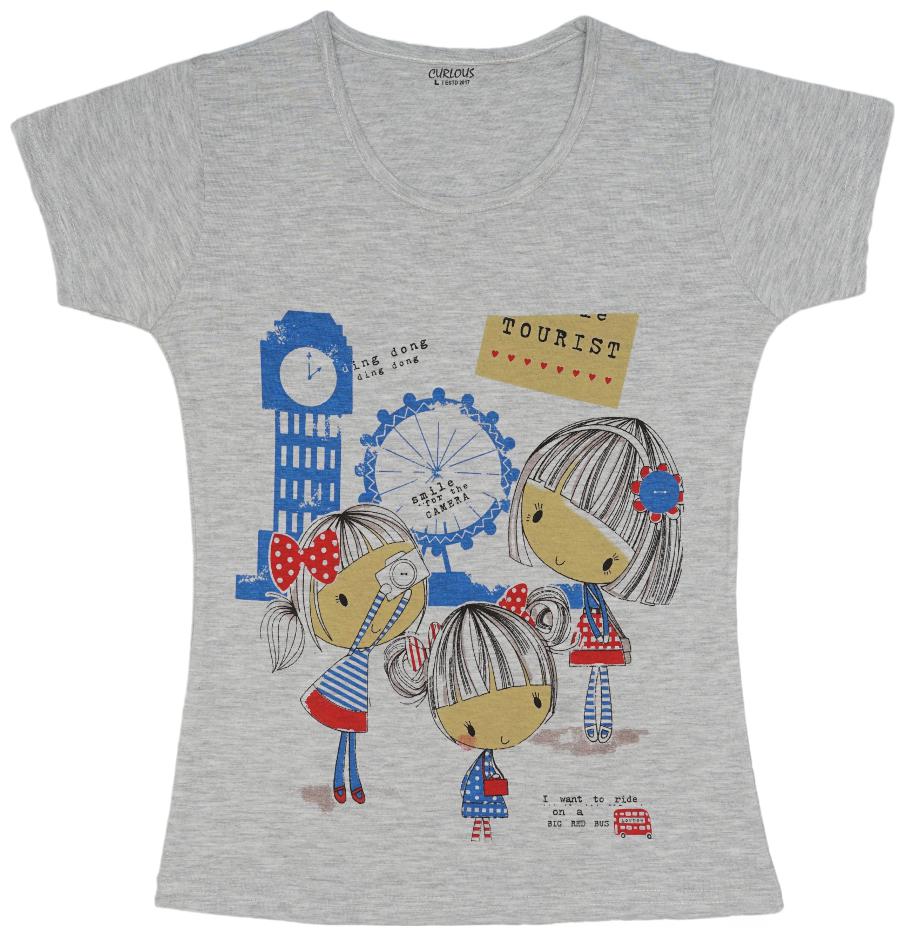 

curlous Girl Cotton Solid Top - Grey