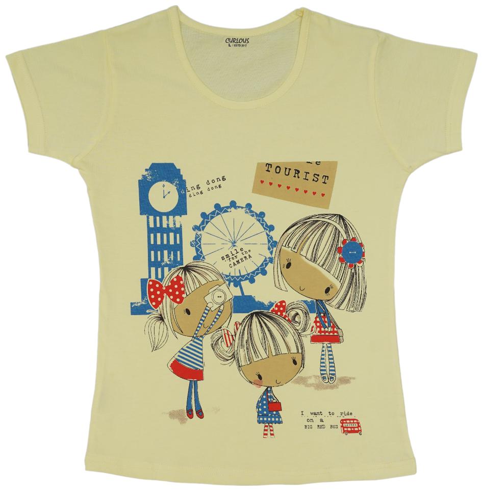 

curlous Girl Cotton Solid Top - Yellow