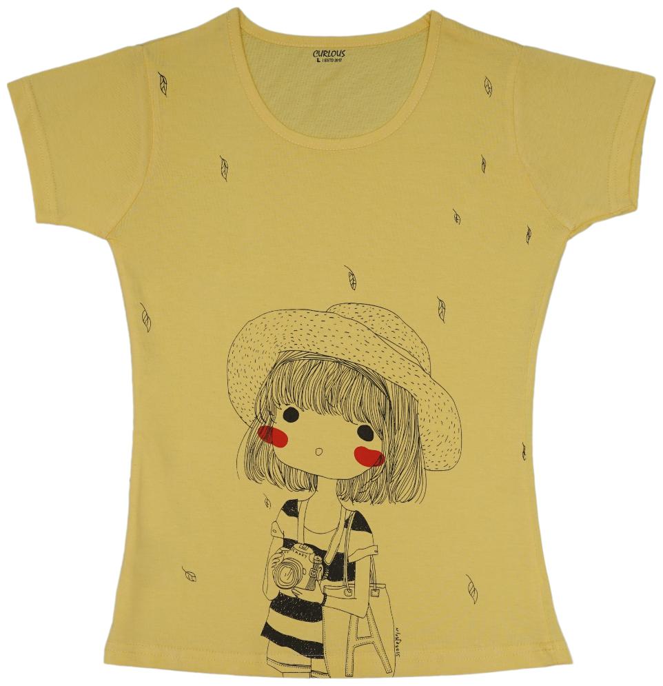 

curlous Girl Cotton Solid Top - Yellow